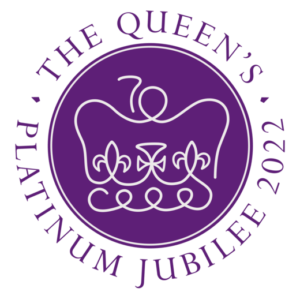 The Queen's Platinum Jubilee 2022 logo to advertise the Belstone Jubilee Meeting.