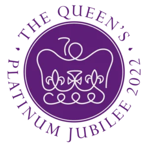 The Queen's Platinum Jubilee 2022 logo to advertise the Belstone Jubilee Meeting.