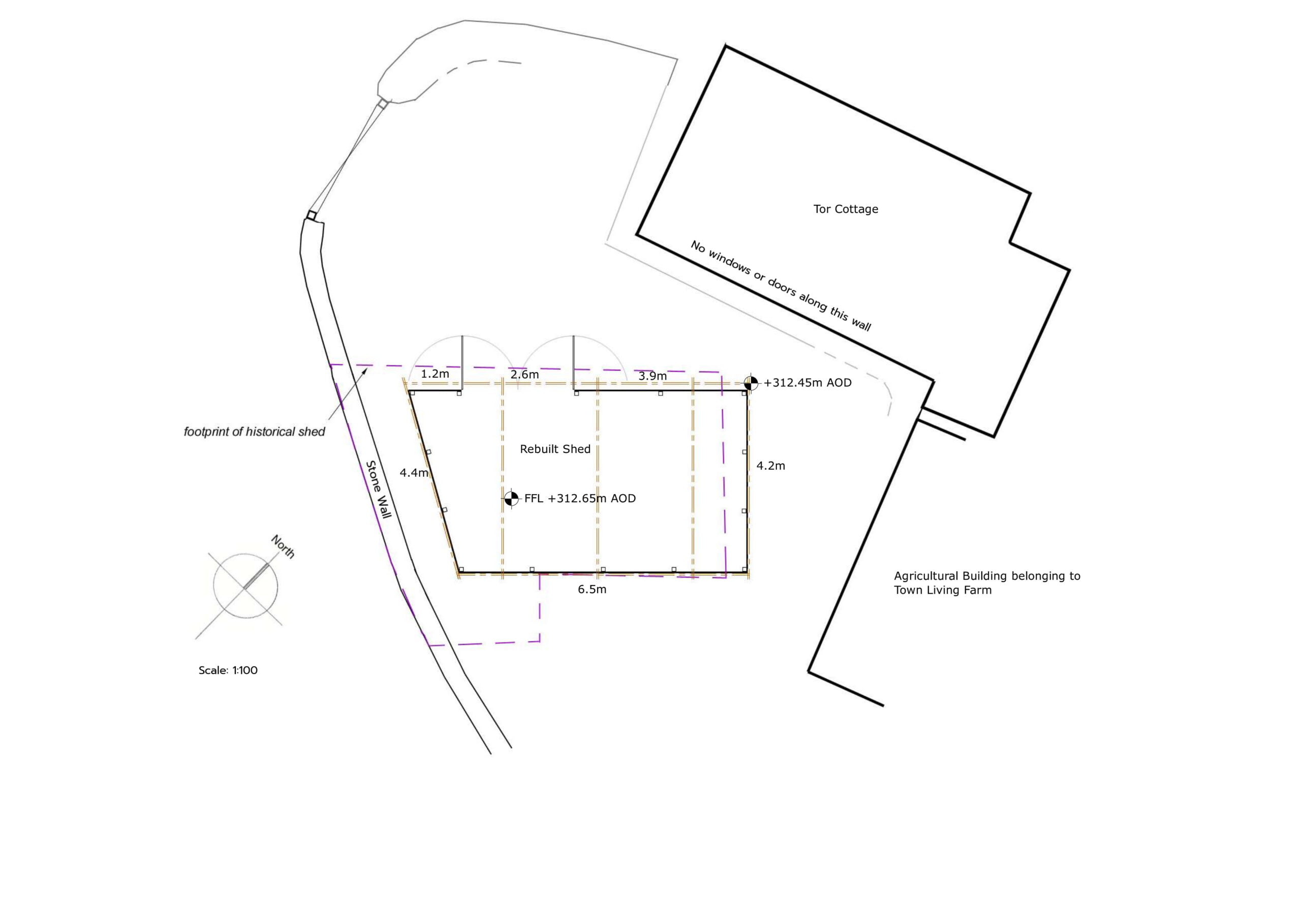 Plan for storage shed at Tor Cottage