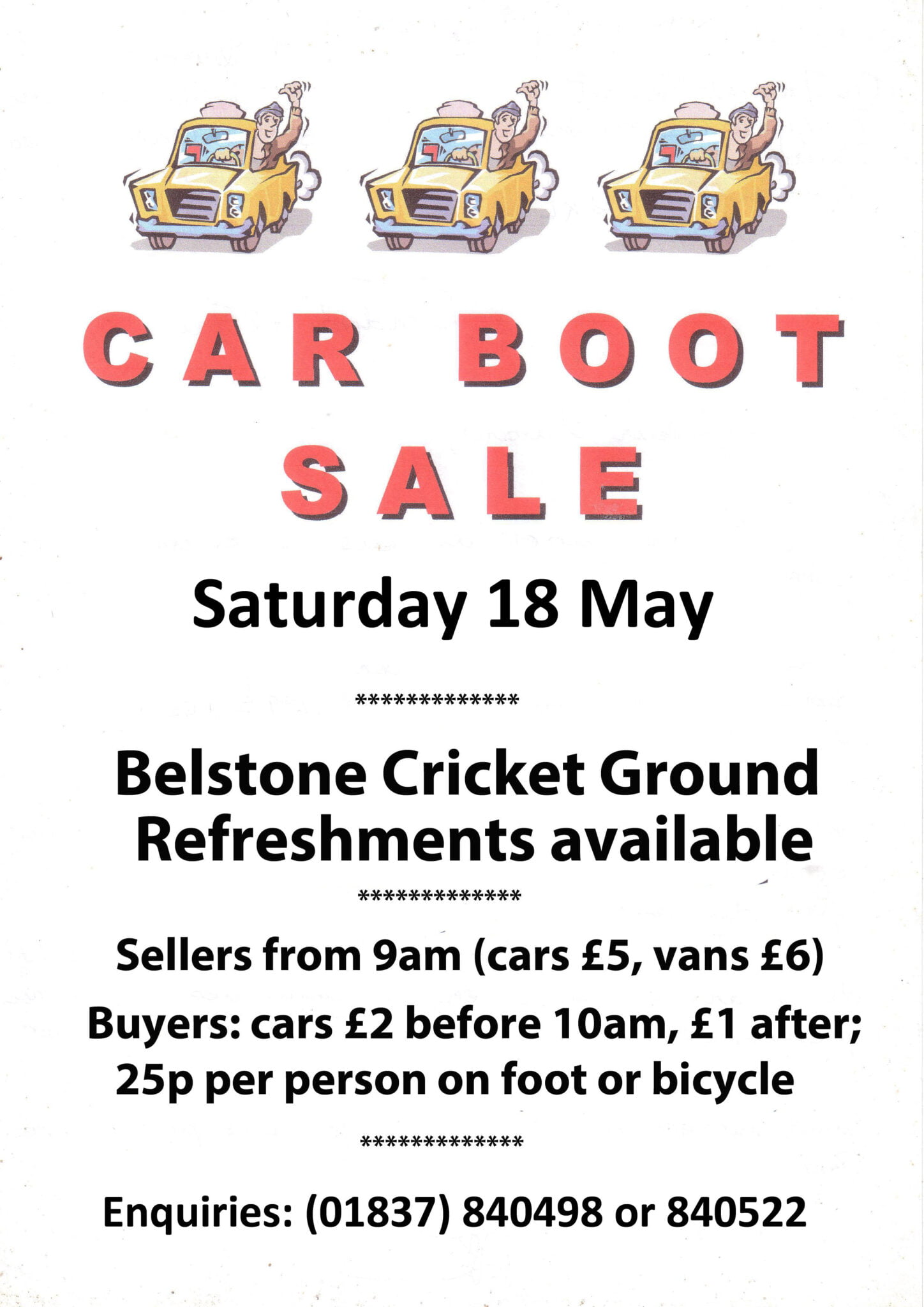 Cricket Club Car Boot Sales • Belstone